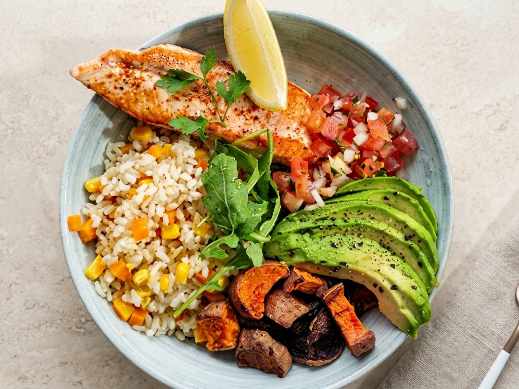 Salmon bowl alto en proteina