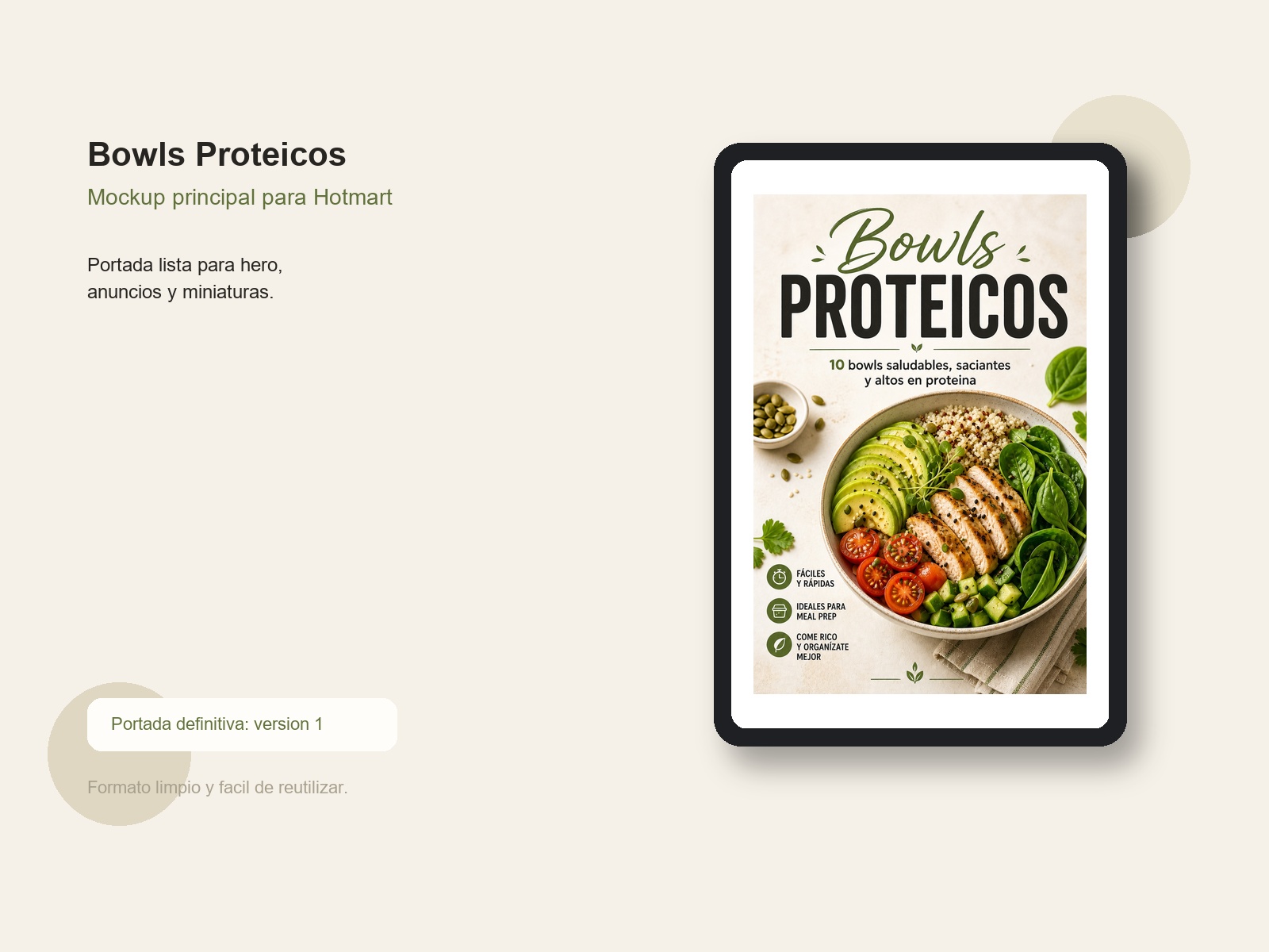 Vista del ebook Bowls Proteicos en tablet